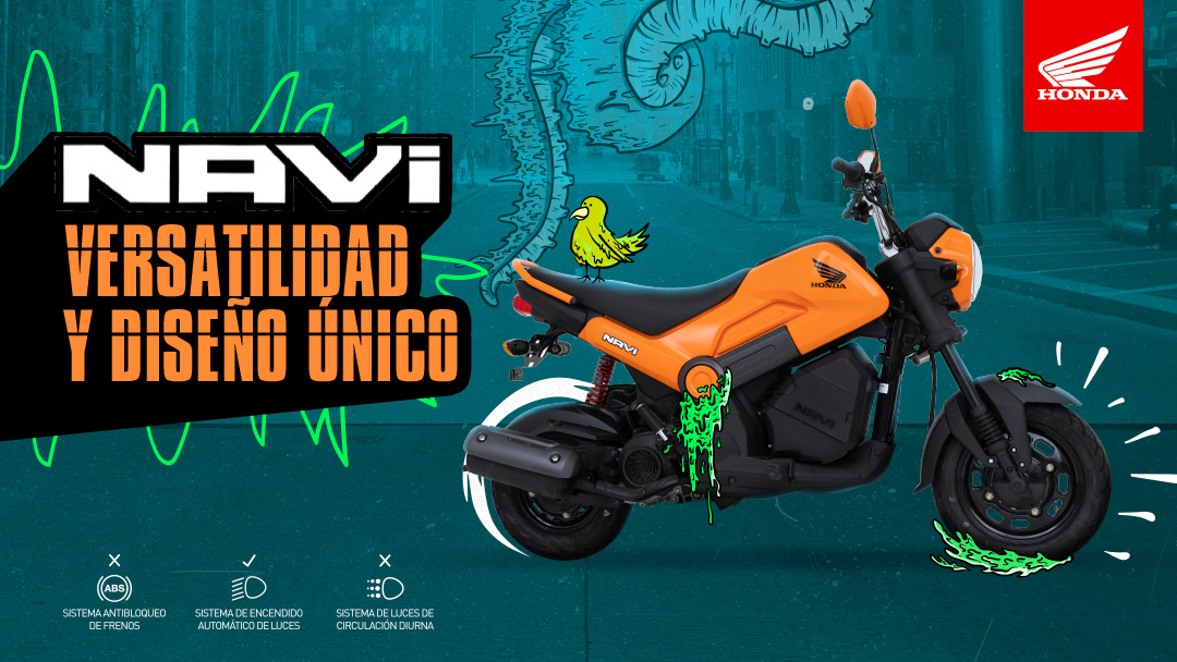 Solo una moto como la NAVI tiene tantas características que la hacen totalmente diferente.